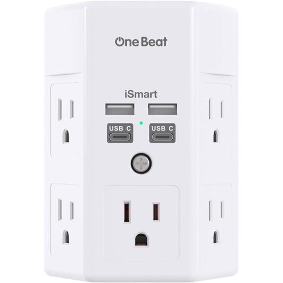 Surge Protector, 5 Outlets Extender with 4 USB Ports(USB C), 3-Side 1680J Power - Picture 8 of 8